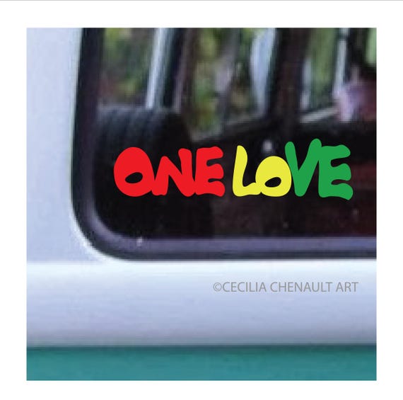 One Love Decal Item #647,  Rasta Decal, Car Window Decal, Hawaiian stickers, Love Decals, Water Bottle Decals, Lap Top Stickers, Reggae