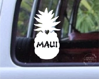 Pineapple Maui Decal: Hawaiian Car Window Sticker