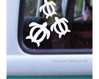 Turtle Trio Petroglyph Decal, Hawaiian Sea Life Sticker