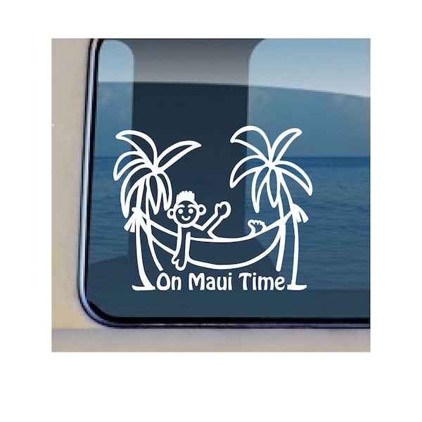 On Maui Time Decal Hawaiian Island Life Sticker 16