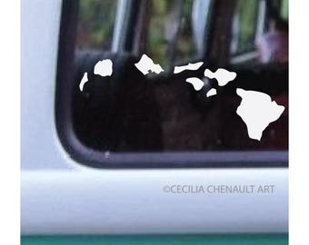Hawaii Islands Vinyl Decal, Car Window Sticker, Tropical Theme