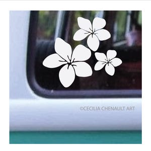Plumeria Trio Decal Design #313,  Hawaiian Floral Sticker, Tropical Flowers, Decals For Cars, Flower Stickers, Gifts For Mom