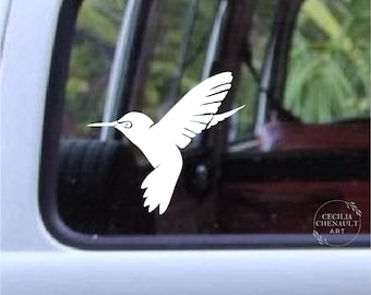 Hummingbird Car Decal, Flying Bird Sticker