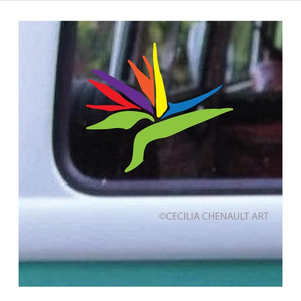 Bird of Paradise Decal Design #564, Hawaiian Flower, Car Window Decals, Flower Decals