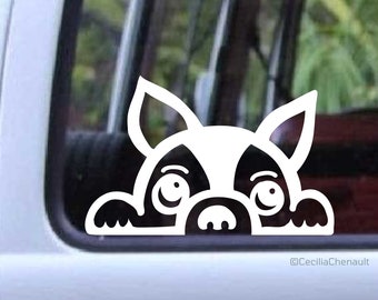 French Bulldog Peeking Adhesive Decal Design #684