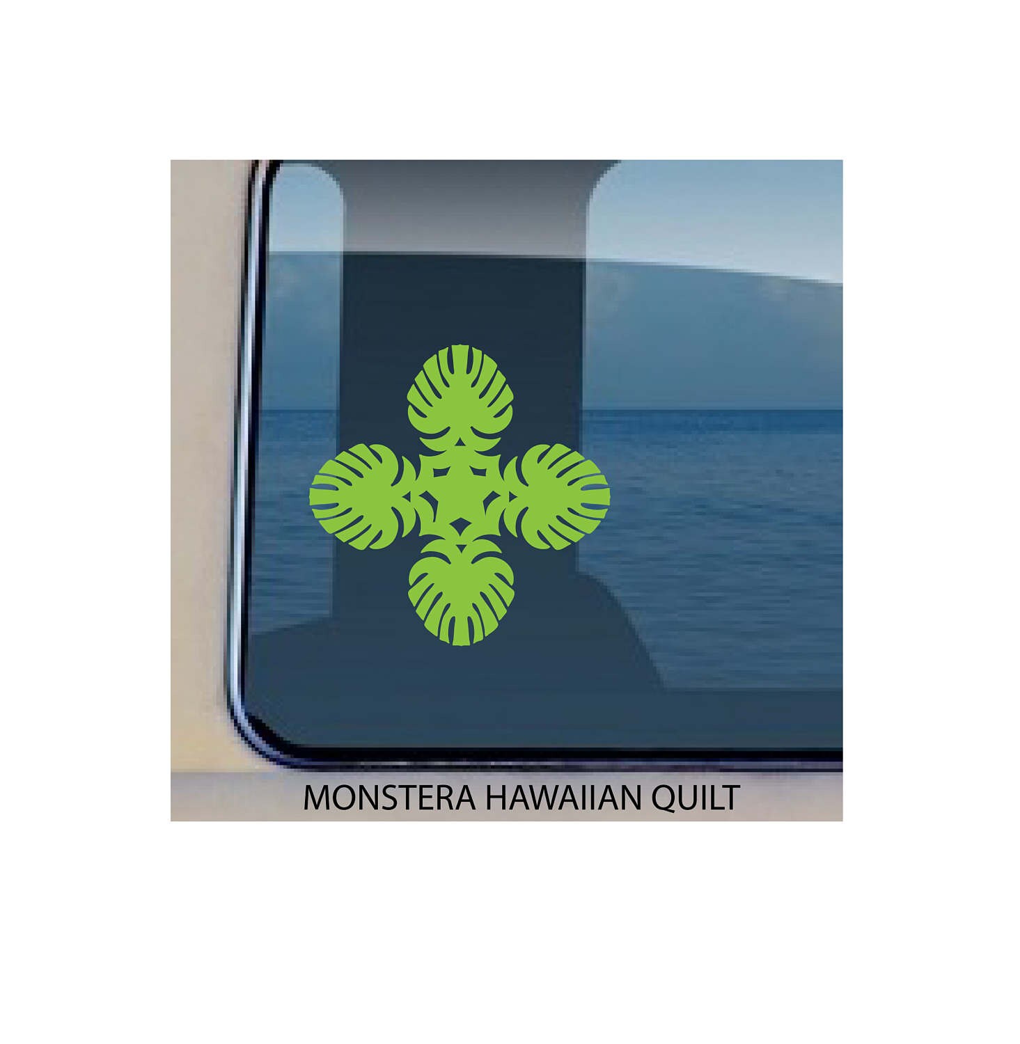 Monstera Hawaiian Quilt Decal 671 Car Window Decals Quilt Etsy