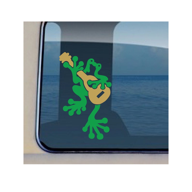 Frog Ukulele Decal 449 Car Window Decals Amphibian Stickers Etsy