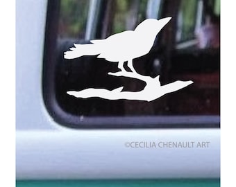 Bird Crow on Branch Decal, Bird Decals, Car Window Decor