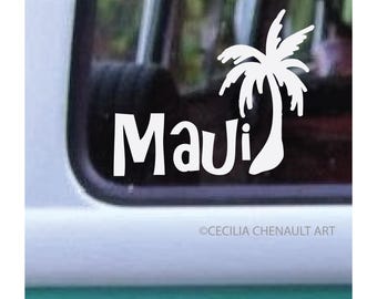 Maui Palm Tree Vinyl Decal: Car Window, Laptop, Wall Art