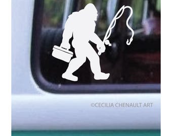 Big Foot Gone Fishing Decal Design, Sasquatch art, Yeti Decal, Monsters, Fantasy