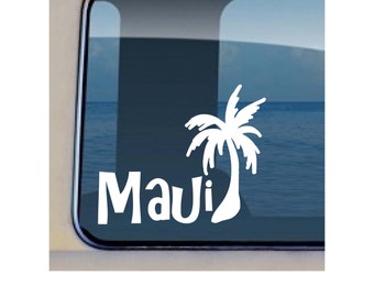 Maui Palm Tree Decal 149,  Car Window Decals, Hawaiian Plants, Maui Decals, Wall Decals, Water Bottle Decals, Hawaiian Stickers