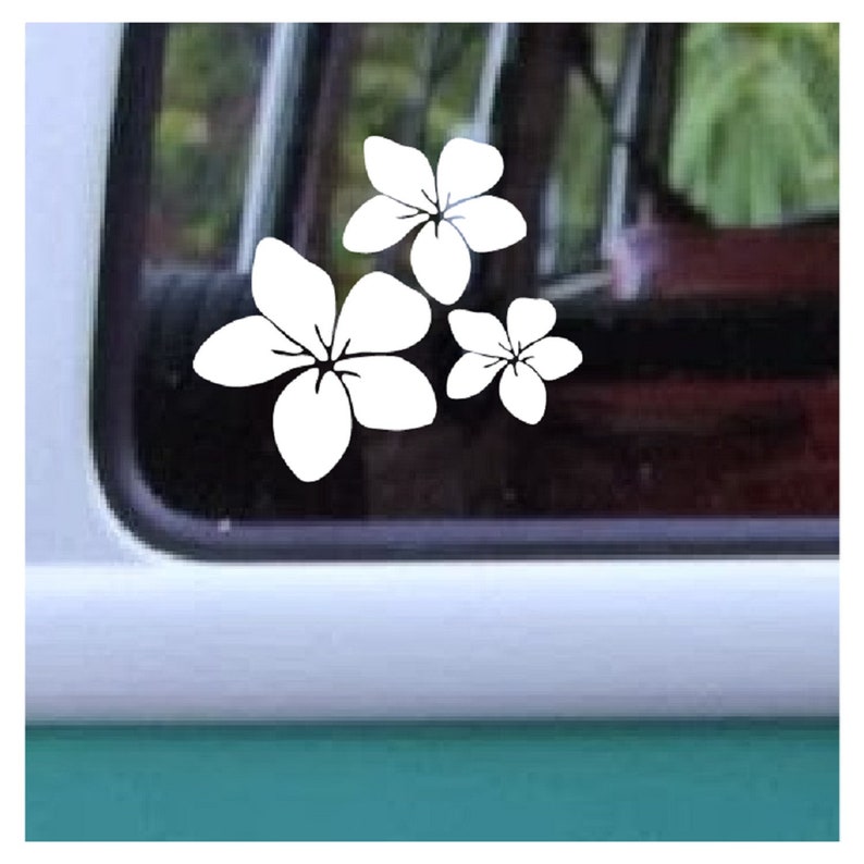 Plumeria Trio Flowers Decal 313 Hawaiian Floral Sticker Etsy