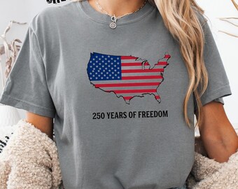 Comfort Colors® 250 Years of Freedom Shirt 1776 2026 T-Shirt USA Semiquincentennial Tee Patriotic Youth Shirt Long Sleeve 1717 Vintage Top