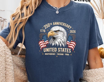 Comfort Colors® 250th Anniversary Shirt 1776 2026 T-Shirt USA Eagle Tee Patriotic Youth Shirt Long Sleeve 1717 Vintage United States Top
