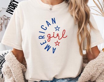 Comfort Colors® American Girl Shirt, 4th of July Shirt, Trendy USA Graphic Tee, Merica Shirt, Fourth of July, USA, Independence Day