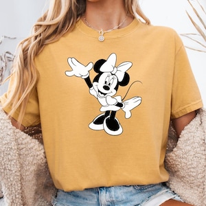 T-shirt contour Minnie Mouse Disney, t-shirt graphique dessin animé Minnie Mouse minimaliste, chemise dessin animé personnage Disney classique image 1
