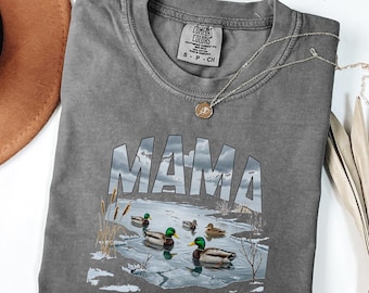 T-shirt med vilddjurstryck, långärmad t-shirt med naturmotiv, mammatröja för ungdomar, present till ankjägare, skön fågelmotiv