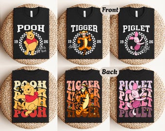 Custom Disney Winnie The Pooh And Friends Est 1926 Checkered Shirt, Pooh, Tigger, Piglet T-Shirt, Disney Family Vacation Shirts