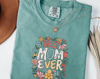 Bästa mamma någonsin-tröja, blommig mamma-t-shirt, mors dag-tröja, mammapresent-t-shirt, retroblomma-mamma-tröja, mammagrafik-t-shirt, unisex-t-shirt