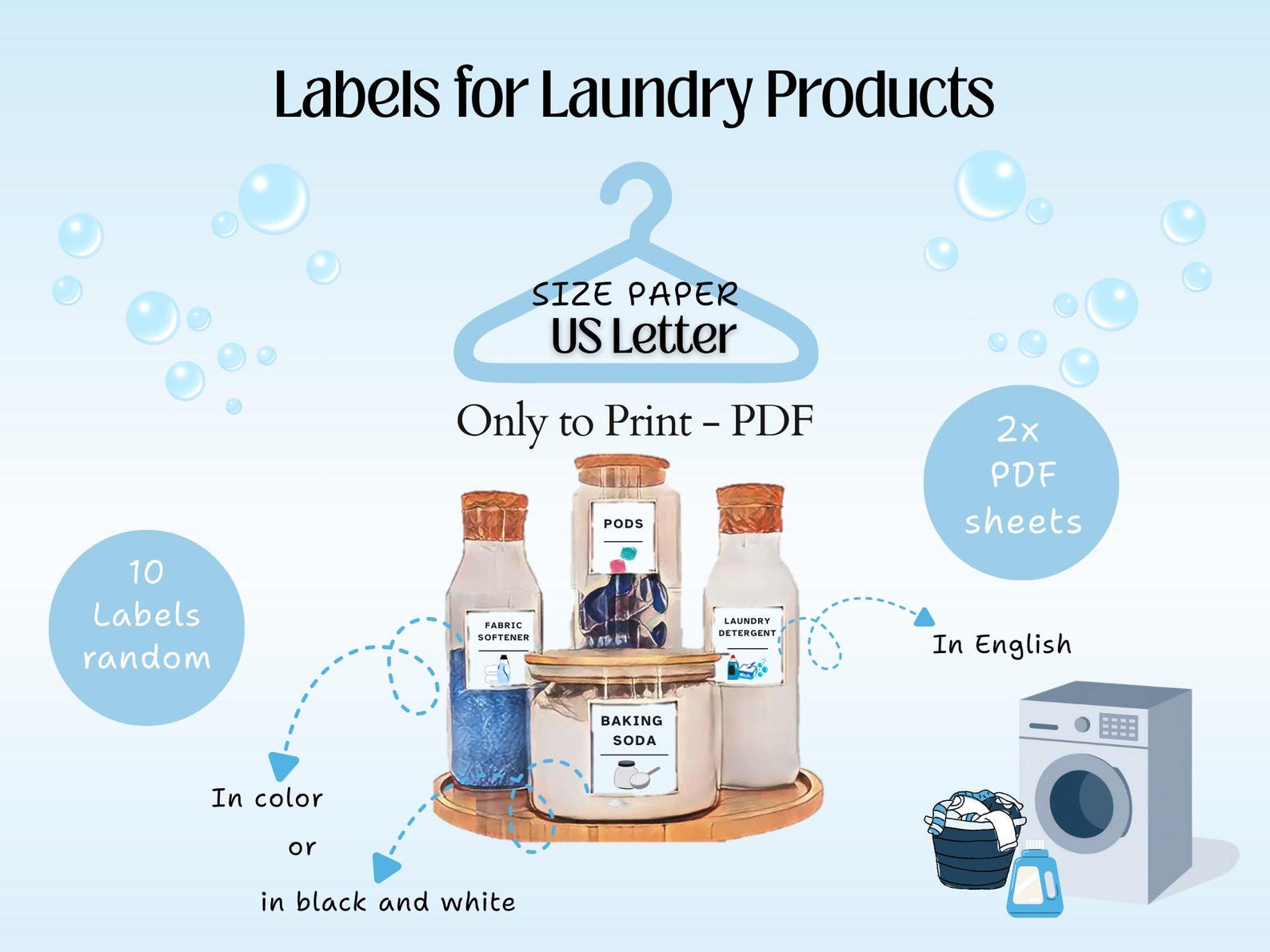 Printable Laundry Labels - English Version - Etsy