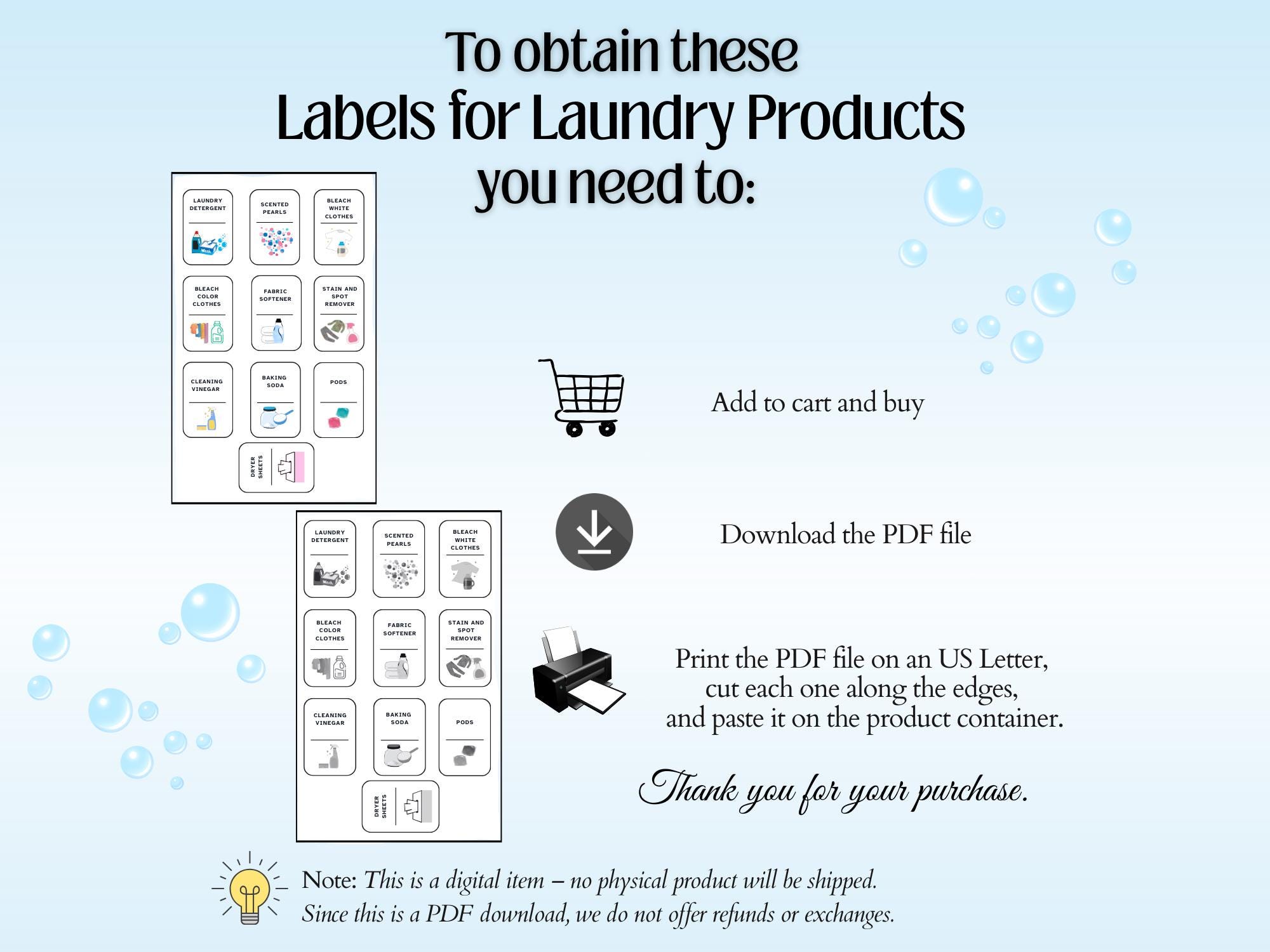 Printable Laundry Labels - English Version - Etsy