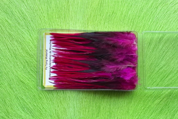 Fly Tying Feather...  Select Saddle Hackle (Feather)  (50) Per Box... Color;  Badger, Pink. Shade #012
