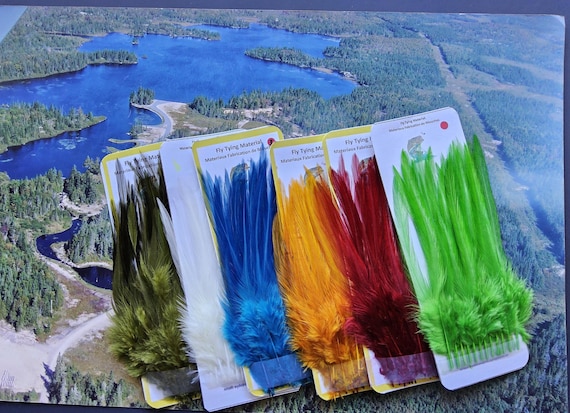 Saddle Hackle,, Fly Tying Hackle ,  (New) Selected Saddle Hackle Feather. Colors;  (6)pk. Assorted.  (50) per Pk. = 300 Feathers. Special.