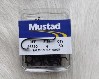 Fly Tying..  Fly Tying Hook ,,  #36890 ,,,  Size #4 ,, Black Up-Eye  Made in Norway..  50 per box..