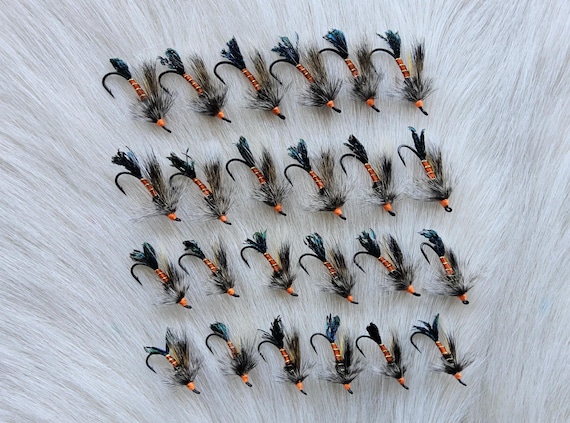 Fly Fishing Flies..  SLS; "Rusty Rat",  Hair Wing Salmon Flies Combo.. (24) Flies. Combo #123. Big Saving Season Saving, Also Free Shipping.