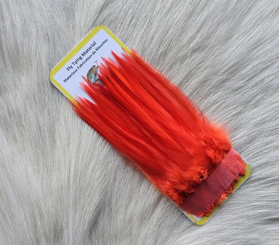 Saddle Hackle,, Fly Tying Hackle (Feather)..(50) Per Pack, (New) Selected Saddle Hackle Feather. Color, Fl. Orange,  Attention; Canadians.