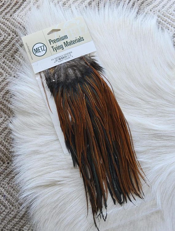 Metz #2 Saddle Hackle.  Dry Fly Rooster Full Saddle,, Color, "Natural Furnace" ..   Free Shipping. From Canada