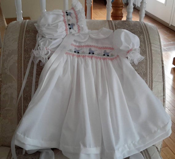 Little Girls Dress And Bonnet.....  Baby Carriages.....By themycollection2hotm.