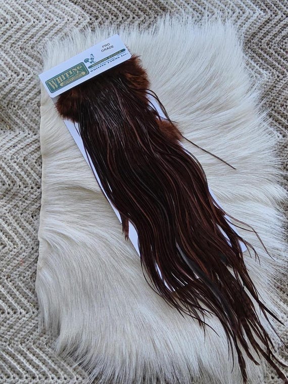 Whiting Saddle Hackle.  Dry Fly Rooster Full Saddle,, Color, Coachman Brown..   Free Shipping. From Canada