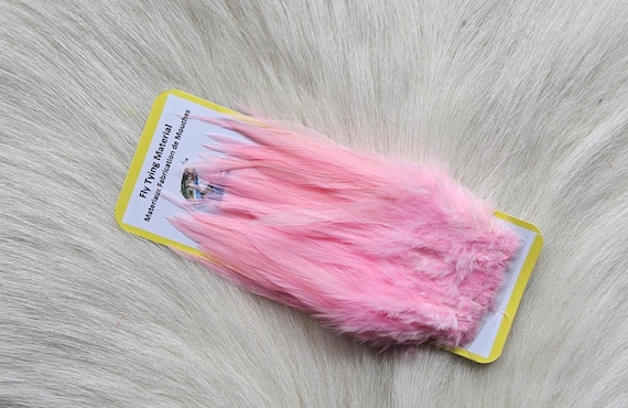 Fly Tying Feather. Saddle Hackle (Feather) 2" Strip, 5 cm... Color; Pink-016.