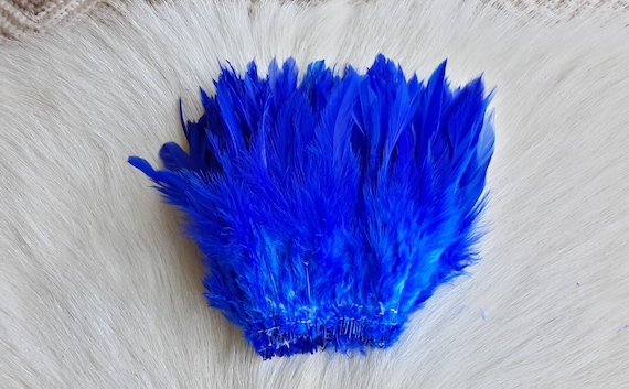 Fly Tying Feather. Schalpen Saddle Hackle (Feather) 6" Strip, 15 cm... Color; Blue, H-18 . Special,
