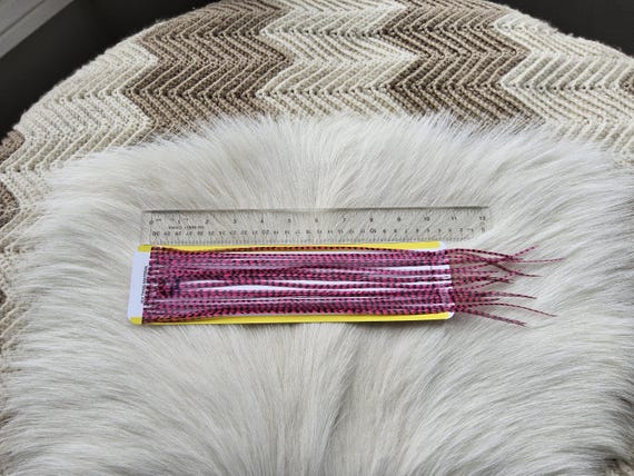 Fly Tying Feather...  Long Whiting Saddle Hackle (Feather) Color, Grizzly Dyed Pink.