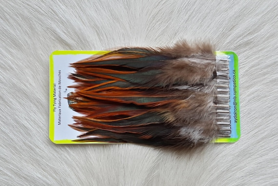 Fly Tying Feather. Select Schalpen Saddle Hackle (Feather)  (50) Per Plastic Bag. Color; .  Furnace.