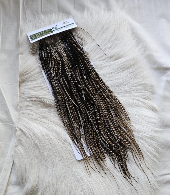 Whiting Saddle Hackle.  Dry Fly Rooster Full Saddle,, Color, Dun Grizzly Variant" ..   Free Shipping. From Canada