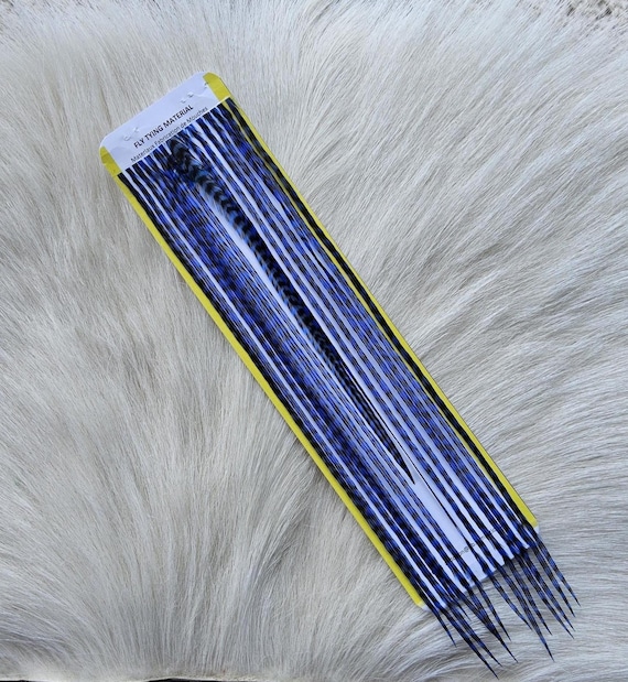 Fly Tying Feather...  Long Whiting Saddle Hackle (Feather) Color, Grizzly/Blue.