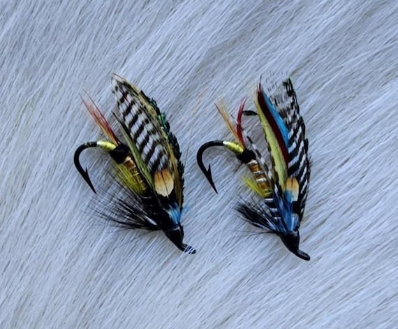 Fly Fishing Flies..  SLS; Fully Dress Salmon Flies Combo.. (2) Flies, Size ast. JC Eyes. Combo.. Jock Scott
