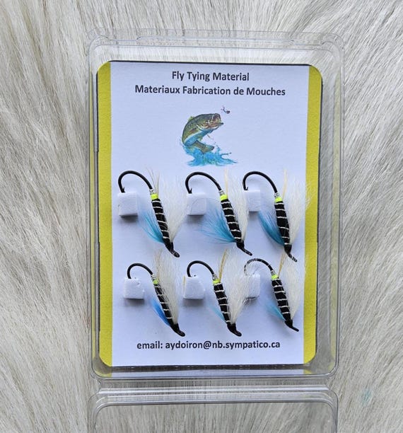 Salmon Flies..  Sports Fishing Flies..  Doiron's Hand Tied Salmon Flies Combo.. (6) Flies, Size #15 Kit...