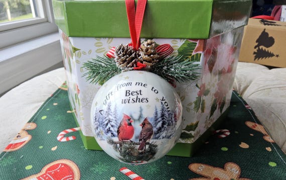 Christmas Balls Tree Ornament (Set Of Two). Ship From Canada. Made out of unbreakable Foam design. Set of these  crafted with   Cardinals.