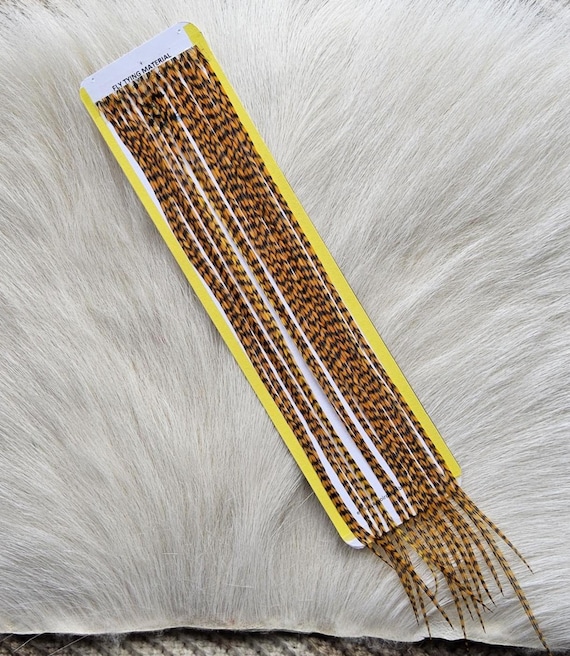 Whiting Saddle Hackle (Feather) Color, Gold Grizzly.