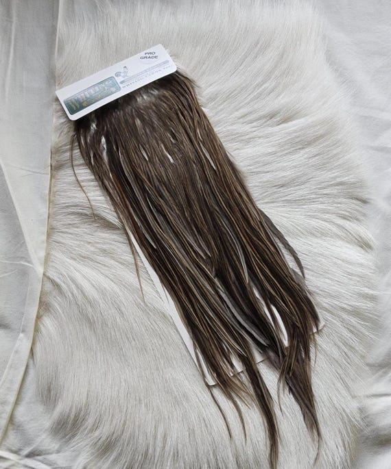 Whiting Saddle Hackle.  Dry Fly Rooster Full Saddle,, Color, Natural Med.Gray Dun ..   Free Shipping. From Canada