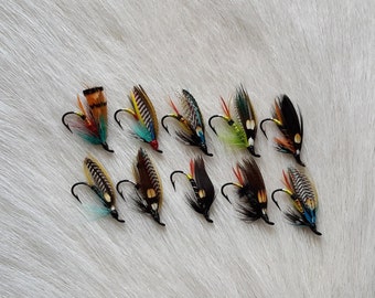 Fly Fishing Flies..  SLS; Fully Dress Salmon Flies Combo.. (10) Flies, Size #6,, JC Eyes. Combo #73