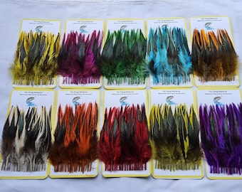 Saddle Hackle,, Fly Tying Hackle (Feather)... (25) Per Pack, (10) pack combo,, (250) Total  Selected Saddle Hackle Feather.
