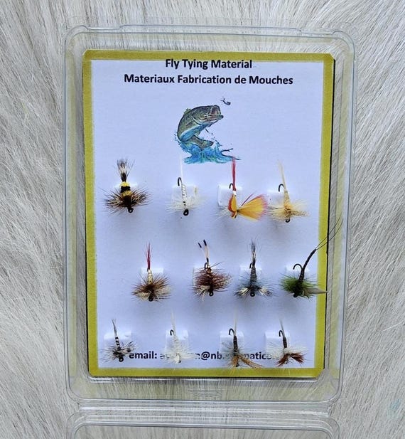 Trout Flies.  Fly Fishing Flies.. (12) Hand Tied Trout Flies Combo, asst. size Dry Fly Hook..  Ship From Canada.