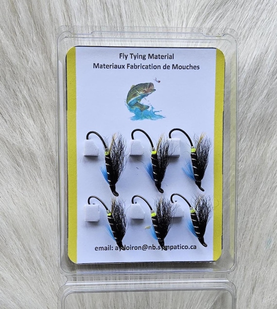 Salmon Flies..  Sports Fishing Flies..  Doiron's Hand Tied Salmon Flies Combo.. (6) Flies, Size #16 Kit...