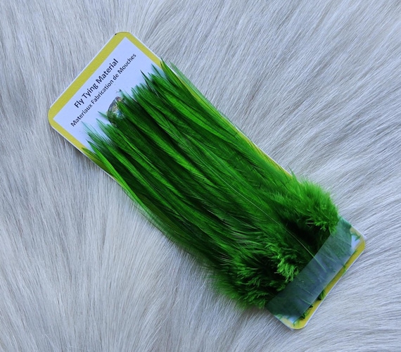 Saddle Hackle,, Fly Tying Hackle (Feather)..(50) Per Pack, (New) Selected Saddle Hackle Feather. Color, Green Highlander,  Att; Canadians.
