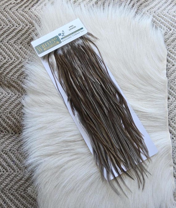 Whiting Saddle Hackle.  Dry Fly Rooster Full Saddle,, Color, Natural Med.Gray Dun ..   Free Shipping. From Canada